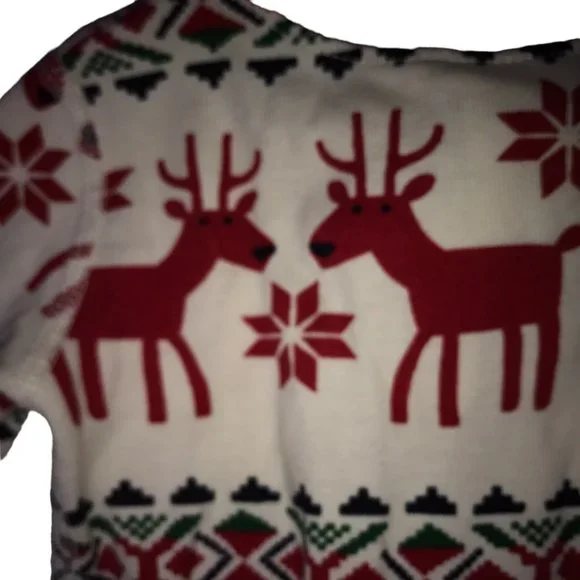 Hanna Andersson One Piece Zip Sleeper Pajama Red White Reindeer Size US 6-9 Mos